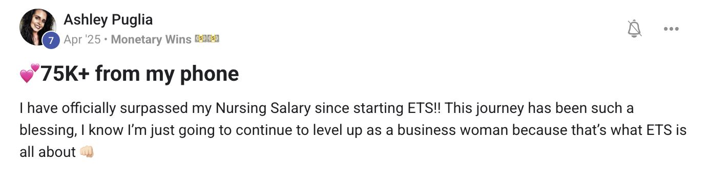 Ashley Puglia — 75K+ from my phone, surpassed nursing salary